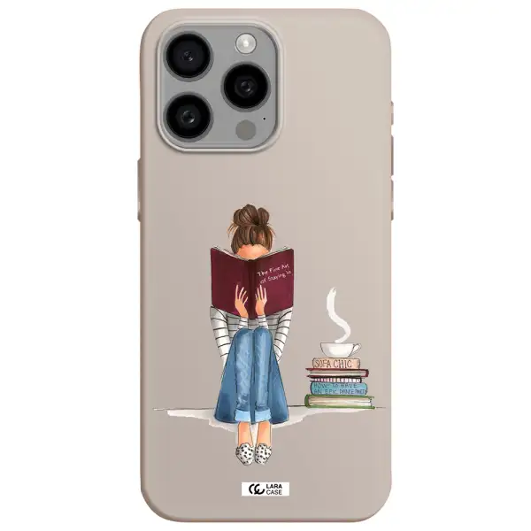 Reading Hobby Girl Apple Iphone 15 Pro max Silicone Stone Case
