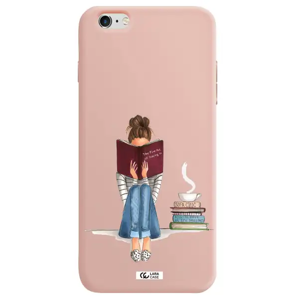 Reading Hobby Girl Apple iPhone 6 plus Silicone pastel pink Case