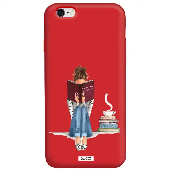 Reading Hobby Girl Apple iPhone 6 Silicone Imperial Red Case