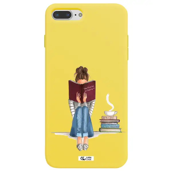 Reading Hobby Girl Apple iPhone 7 plus Silicone canary yellow Case