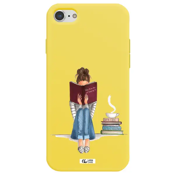 Reading Hobby Girl Apple iPhone 7 Silicone canary yellow Case