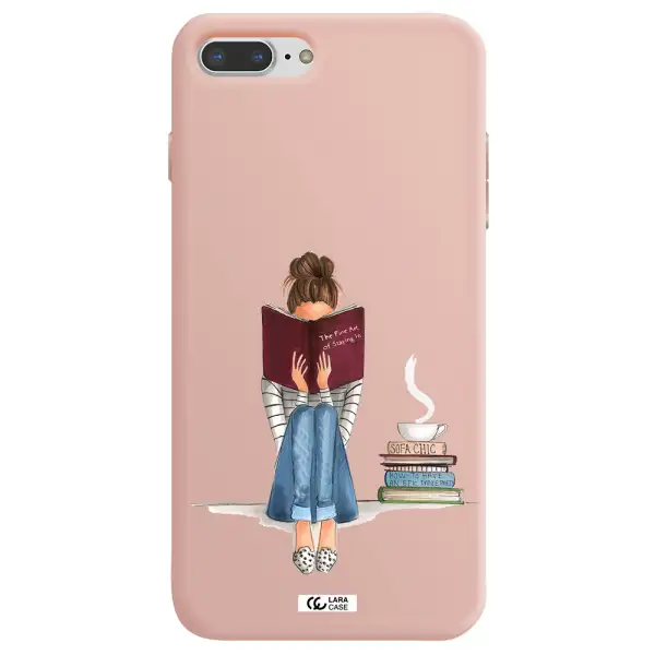 Reading Hobby Girl Apple iPhone 8 plus Silicone pastel pink Case