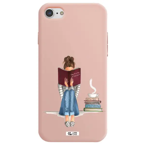 Reading Hobby Girl Apple iPhone 8 Silicone pastel pink Case