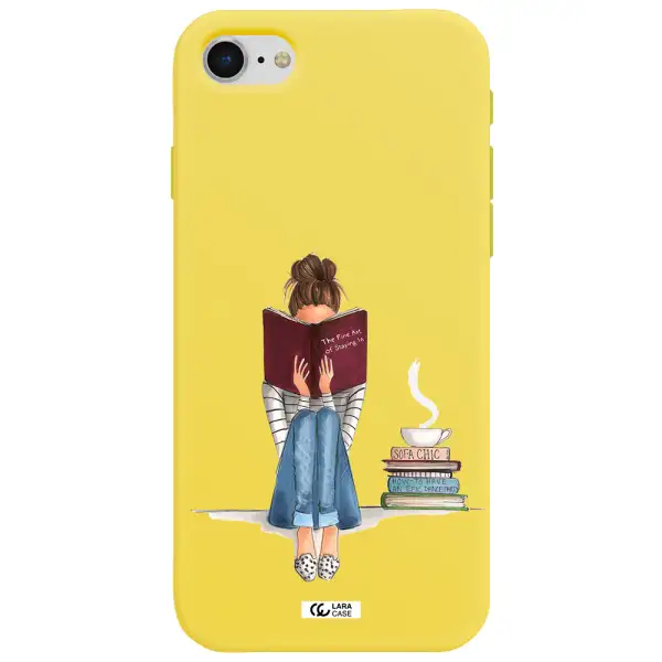 Reading Hobby Girl Apple iPhone se 2020 Silicone canary yellow Case