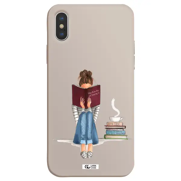 Reading Hobby Girl Apple iPhone X Silicone Stone Case
