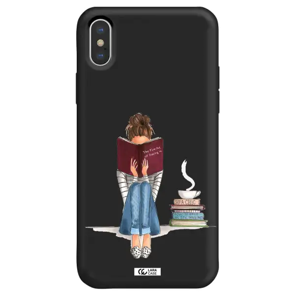 Reading Hobby Girl Apple iPhone XS Silicone black Case