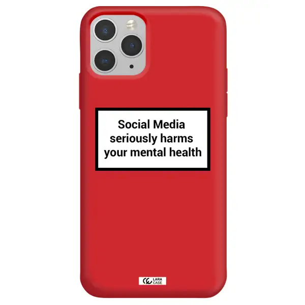 Social Media Harms Apple iPhone 11 pro max Silicone Imperial Red Case