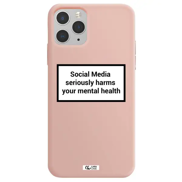 Social Media Harms Apple iPhone 11 pro max Silicone pastel pink Case
