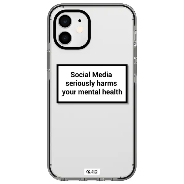 Social Media Harms Apple iPhone 12 impact black border Case
