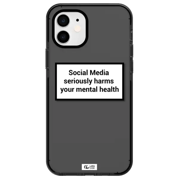 Social Media Harms Apple iPhone 12 impact Smoke Black Case