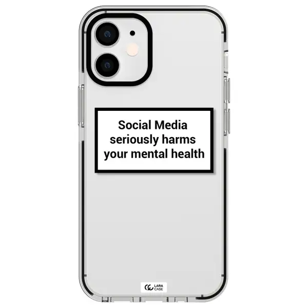 Social Media Harms Apple iPhone 12 mini impact black border Case