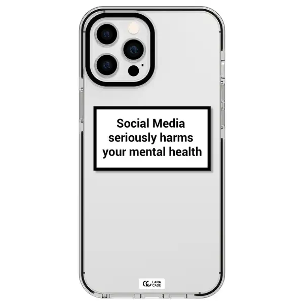 Social Media Harms Apple iPhone 12 pro max impact black border Case
