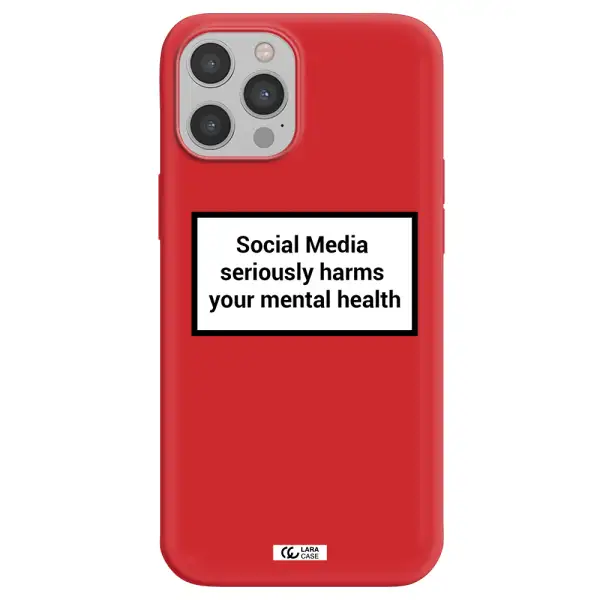 Social Media Harms Apple iPhone 12 pro max Silicone Imperial Red Case