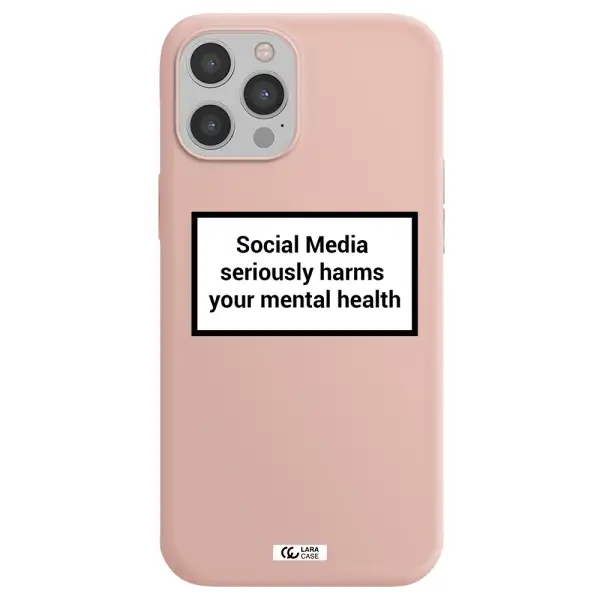 Social Media Harms Apple iPhone 12 pro max Silicone pastel pink Case
