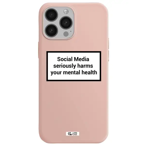 Social Media Harms Apple iPhone 13 Pro Max Silicone pastel pink Case