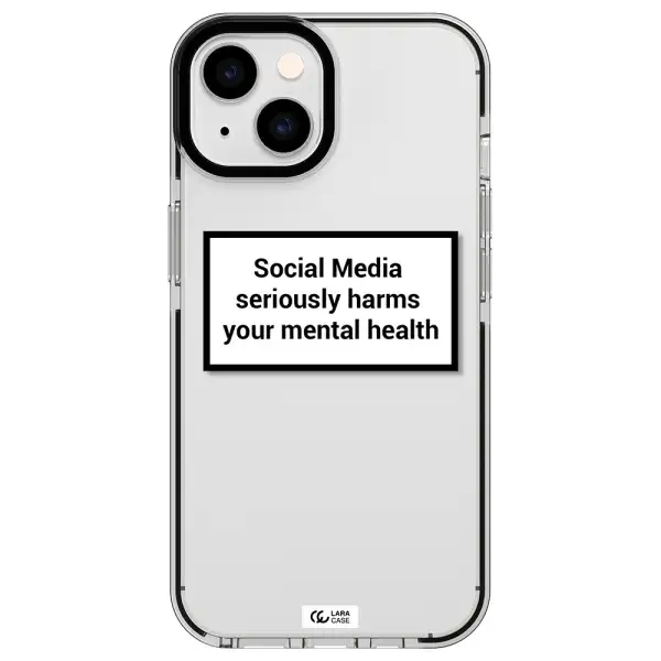 Social Media Harms Apple iPhone 14 impact black border Case