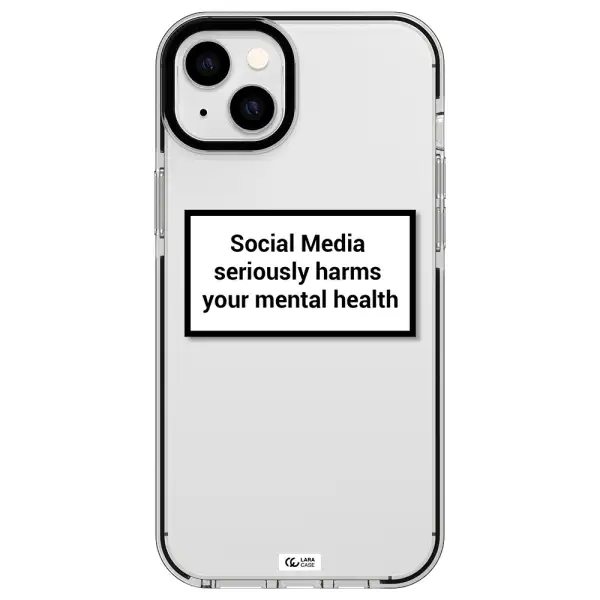 Social Media Harms Apple iPhone 14 plus impact black border Case