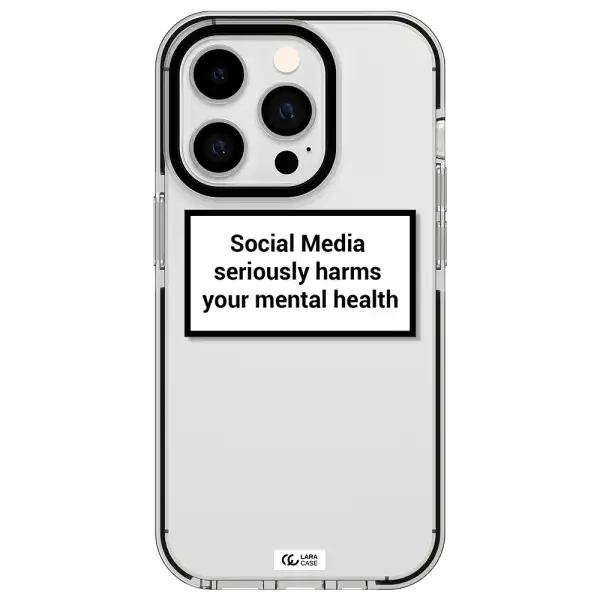Social Media Harms Apple iPhone 14 pro impact black border Case