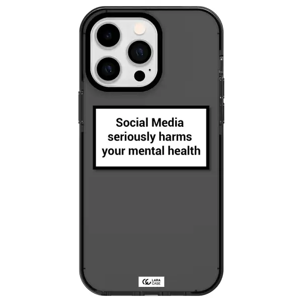 Social Media Harms Apple iPhone 14 pro max impact Smoke Black Case