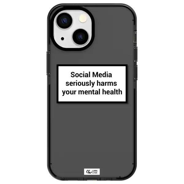 Social Media Harms Apple iPhone 15 impact Smoke Black Case