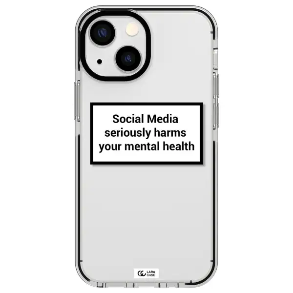Social Media Harms Apple iPhone 15 Plus impact black border Case