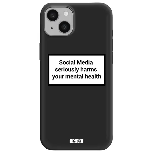 Social Media Harms Apple iphone 15 plus Silicone black Case