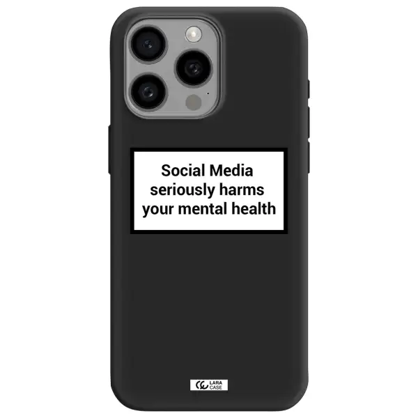 Social Media Harms Apple Iphone 15 Pro max Silicone black Case