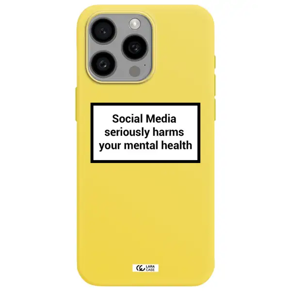 Social Media Harms Apple Iphone 15 Pro max Silicone canary yellow Case