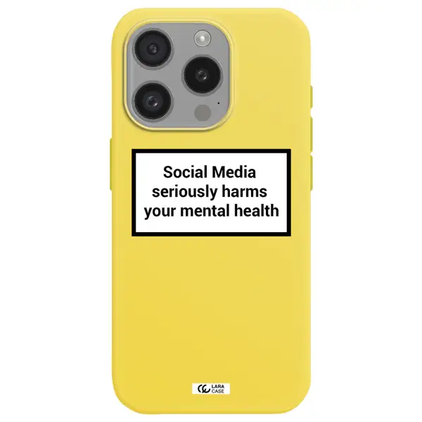 Social Media Harms Apple Iphone 15 Pro Silicone Canary Yellow Case