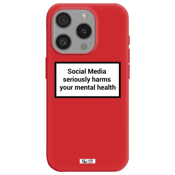Social Media Harms Apple Iphone 15 Pro Silicone Imperial Red Case