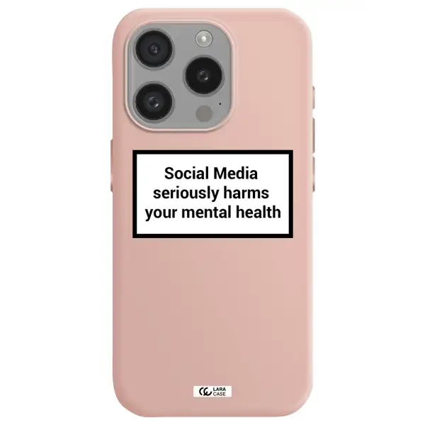 Social Media Harms Apple Iphone 15 Pro Silicone Pastel Pink Case