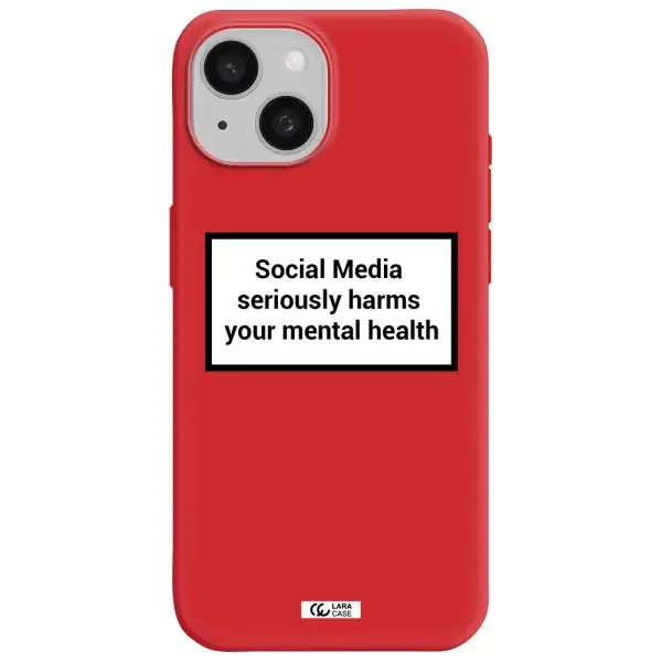 Social Media Harms Apple Iphone 15 Silicone Imperial Red Case