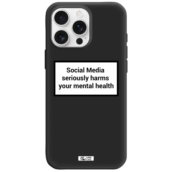 Social Media Harms Apple Iphone 16 Pro Max Silicone Black Case