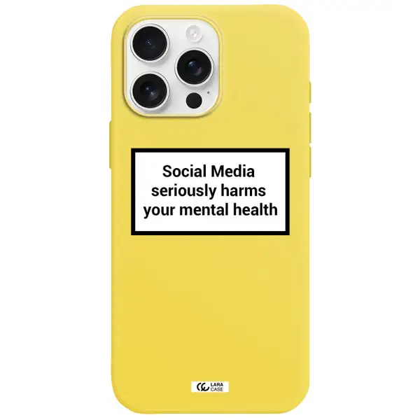 Social Media Harms Apple Iphone 16 Pro Max Silicone Canary Yellow Case