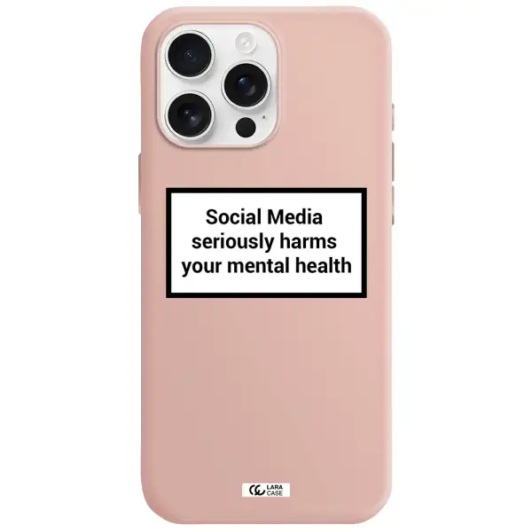 Social Media Harms Apple Iphone 16 Pro Max Silicone Pastel Pink Case