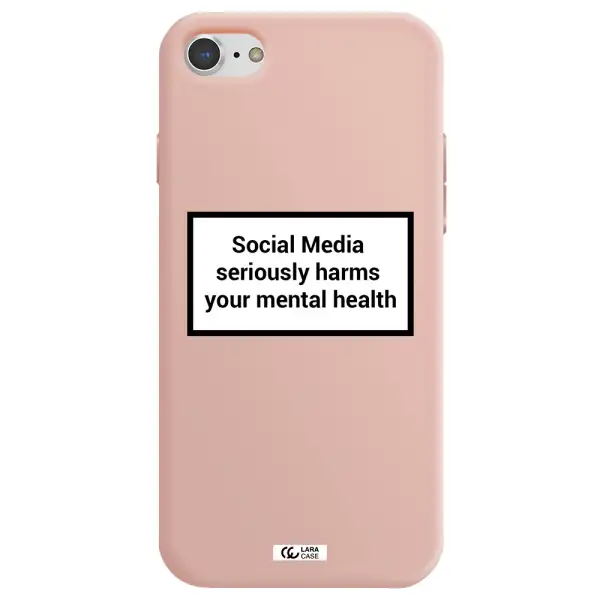 Social Media Harms Apple iPhone 7 Silicone pastel pink Case