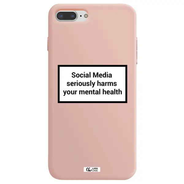 Social Media Harms Apple iPhone 8 plus Silicone pastel pink Case