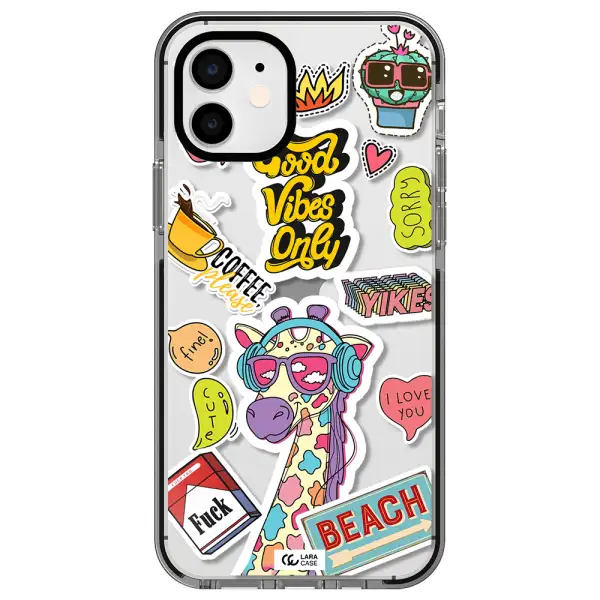 Giraffe Sticker Apple iPhone 11 impact black border Case