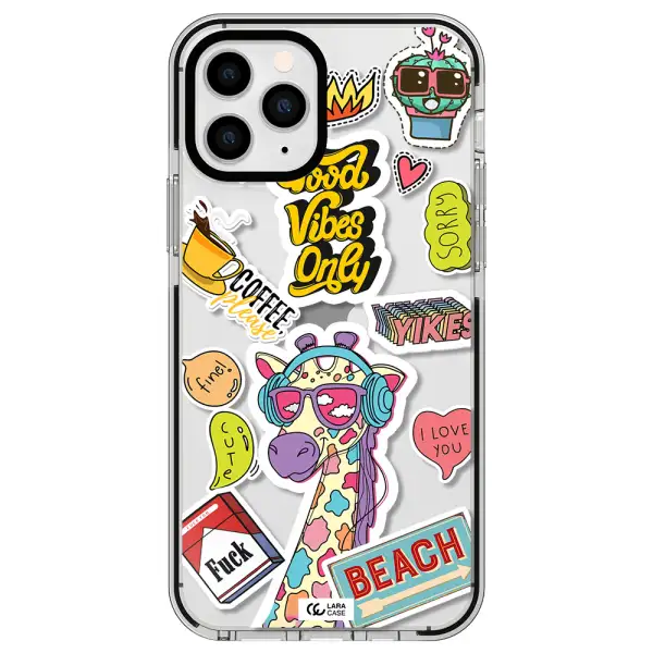 Giraffe Sticker Apple iPhone 11 pro impact black border Case
