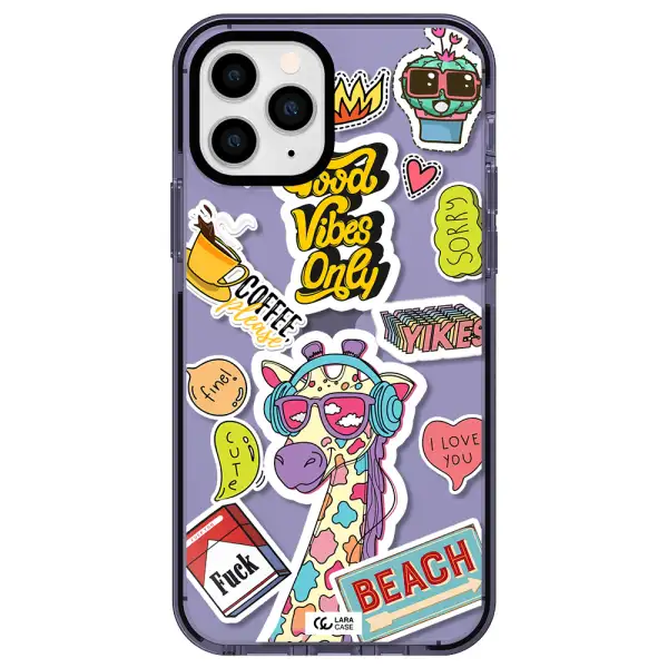 Giraffe Sticker Apple iPhone 11 pro max impact Lilac Case