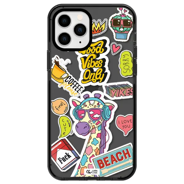 Giraffe Sticker Apple iPhone 11 pro max impact Smoke Black Case
