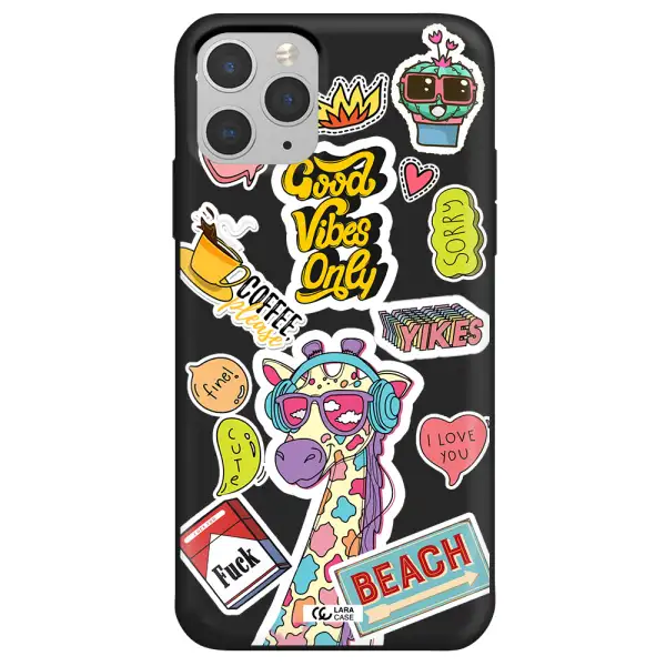 Giraffe Sticker Apple iPhone 11 pro max Silicone black Case