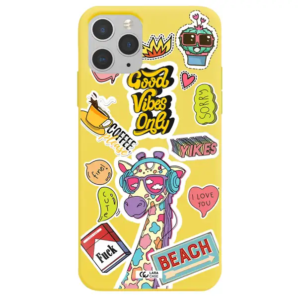Giraffe Sticker Apple iPhone 11 pro Silicone canary yellow Case