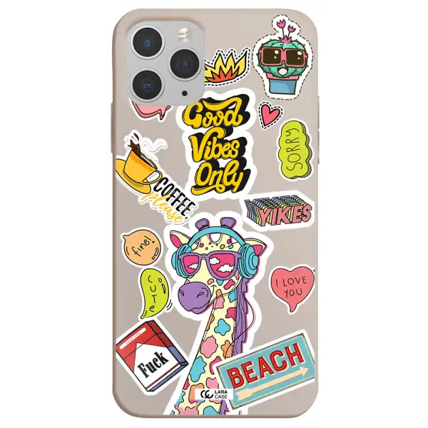 Giraffe Sticker Apple iPhone 11 pro Silicone Stone Case
