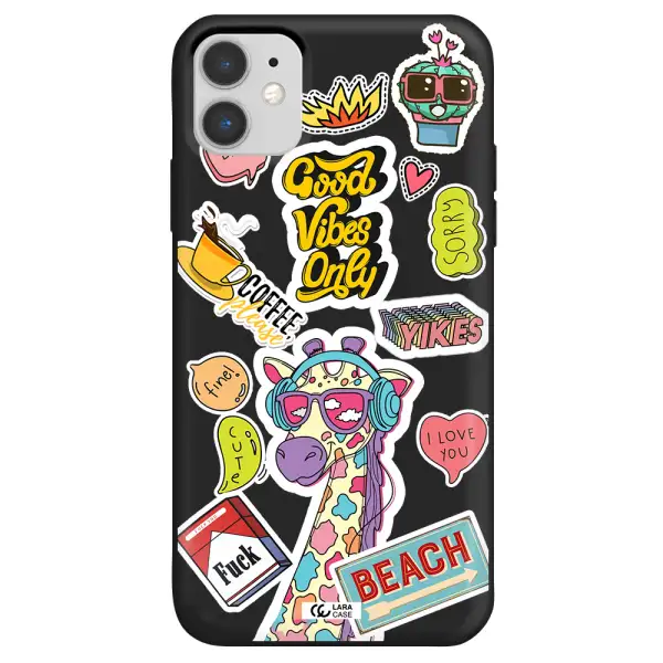 Giraffe Sticker Apple iPhone 11 Silicone black Case