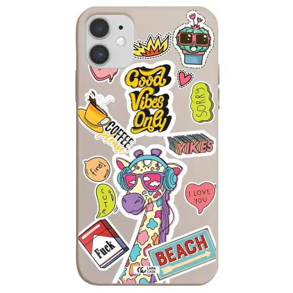 Giraffe Sticker Apple iPhone 11 Silicone Stone Case