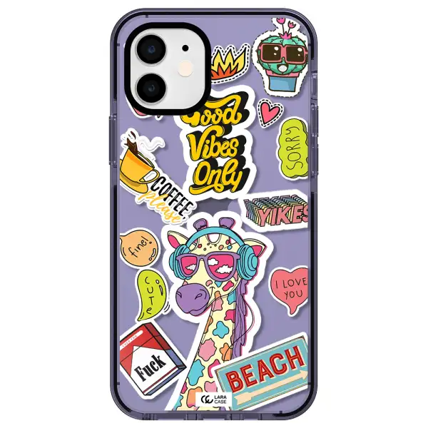 Giraffe Sticker Apple iPhone 12 impact Lilac Case