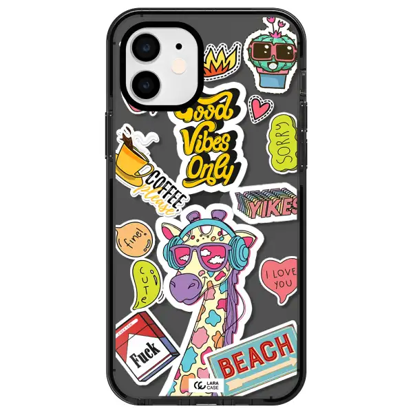 Giraffe Sticker Apple iPhone 12 impact Smoke Black Case