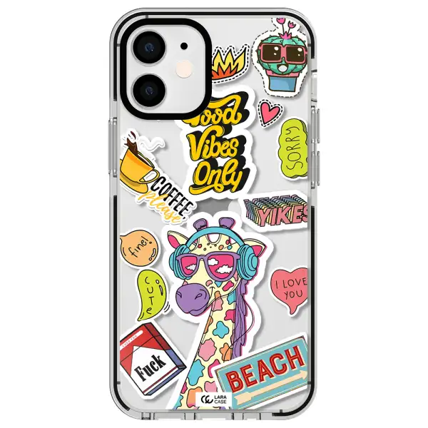 Giraffe Sticker Apple iPhone 12 mini impact black border Case