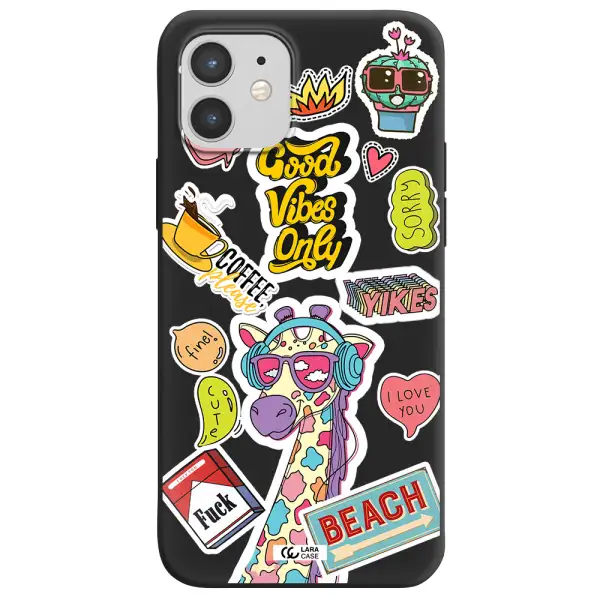 Giraffe Sticker Apple iPhone 12 mini Silicone black Case